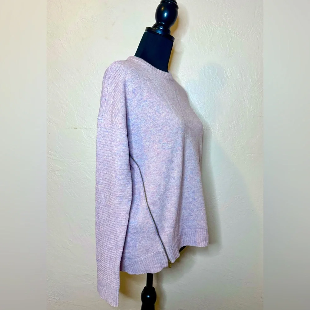J. CREW 100% Wool Zippered Crew Neck Sweater Multicolor Lilac Women's Size Small